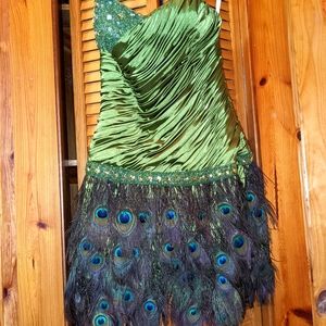Real peacock feathered dress